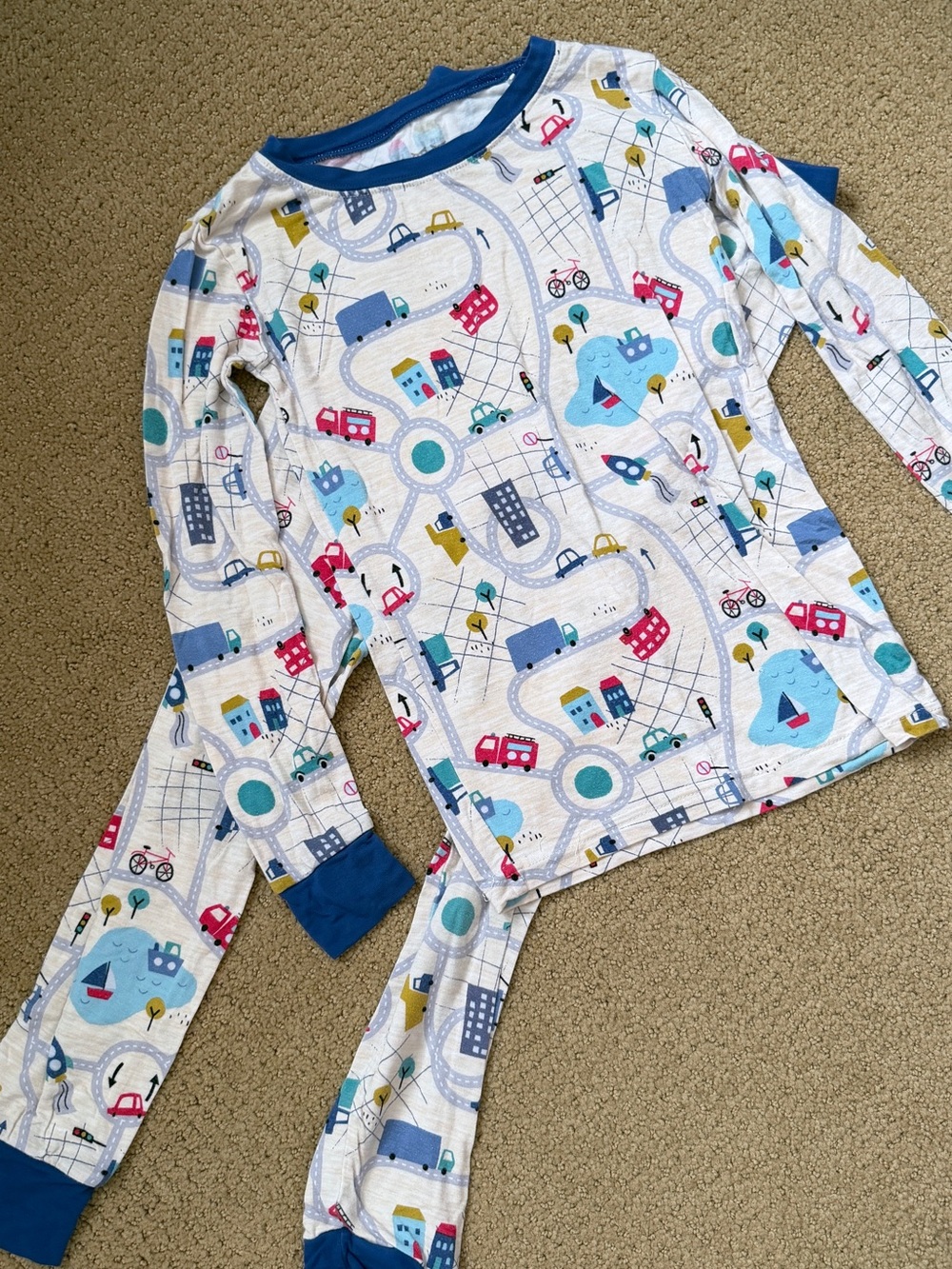 Little Sleepies White Pajama Set with Road Trip print
